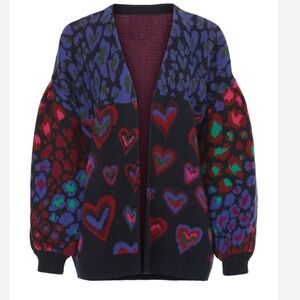 FARM RIO. SIZE XS. Navy Ikate Hearts Cardigan ♥️